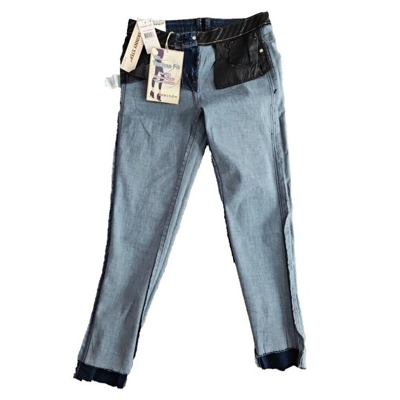 Rewind Jeans Women's Size 7/28W (28x27) Black Racing Stripe Dark Blue RP2243ZGEH - Picture 6 of 16